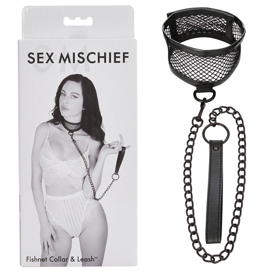 Sex & Mischief Fishnet Collar and Leash - My Temptations Bondage