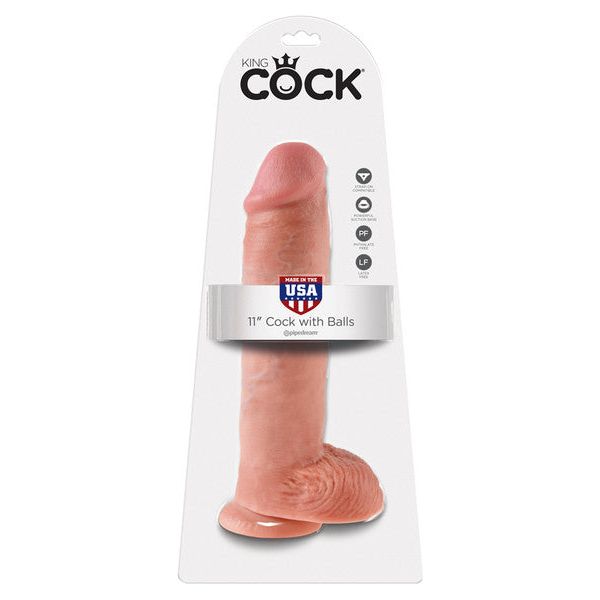 11in. Cock with Balls Flesh Dildo