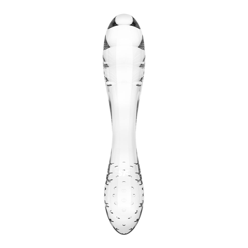 Doubled ended textured glass dildo