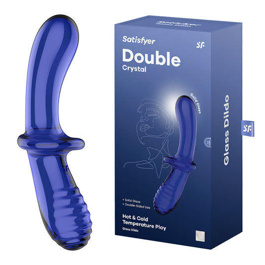 Satisfyer Double Crystal - Blue Glass Dildo