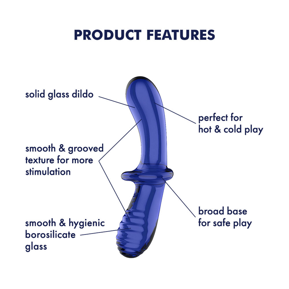 Satisfyer Double Crystal - Blue Glass Dildo - Features