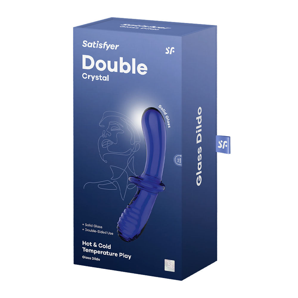 Boxed - Satisfyer Double Crystal - Blue Glass Dildo