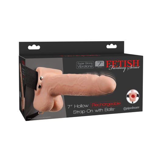  7" Hollow Rechargeable Strap-On with Balls