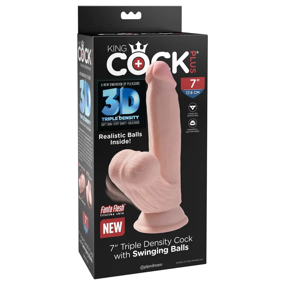 King Cock Plus 7in. Triple Density Cock With Swinging Balls