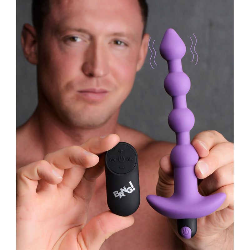 Purple Vibrating Anal Beads - Male Sex Toys My Temptations Australia