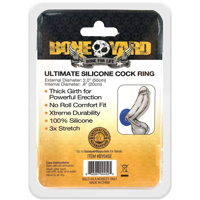 Boneyard Ultimate Silicone Blue Cock Ring - Male Sex Toys