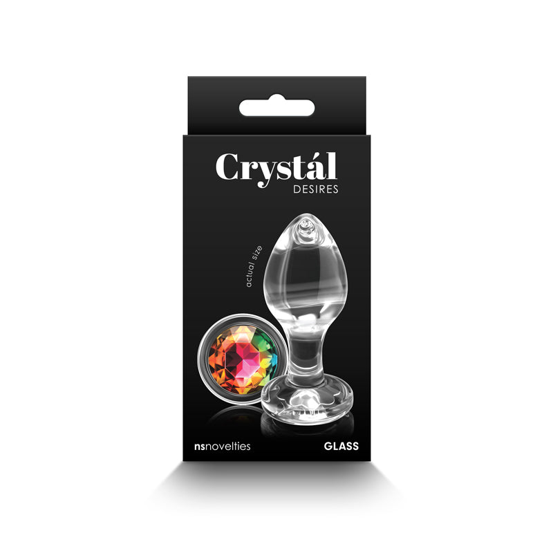 Crystal Desires Butt Plug with Rainbow Gem Base - Medium - My Temptations Adult Toys