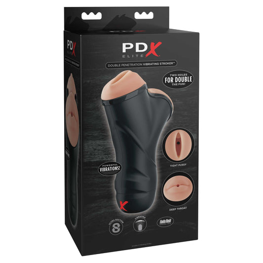PDX Elite Double Penetration Vibrating Stroker - My Temptations Male Sex Toys