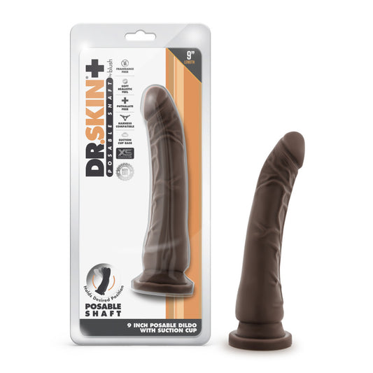 Dr Skin Plus 9'' Posable Dildo - Chocolate - My Temptations Adult Toys