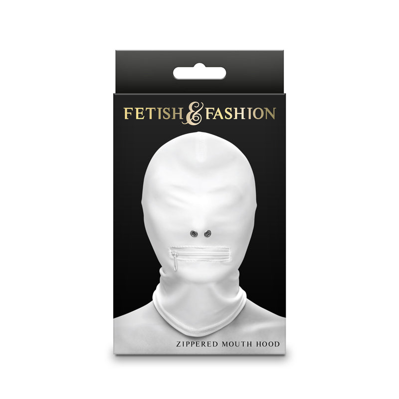 Fetish & Fashion Zippered Mouth Hood - White - Fetish Gear Online