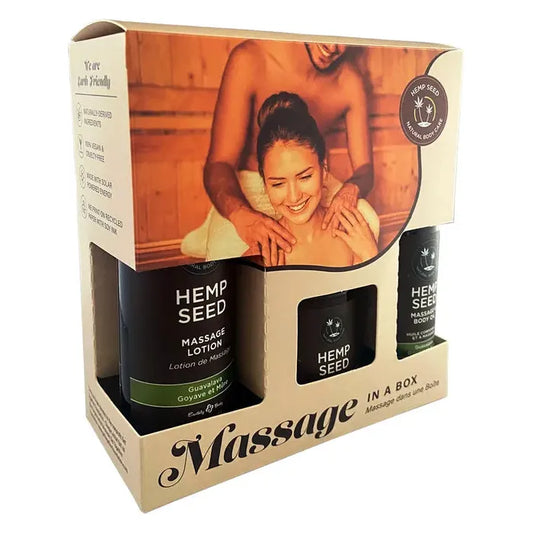 Hemp Seed Massage In A Box Guavalava Scented Massage Gift Set - 3 Piece Kit