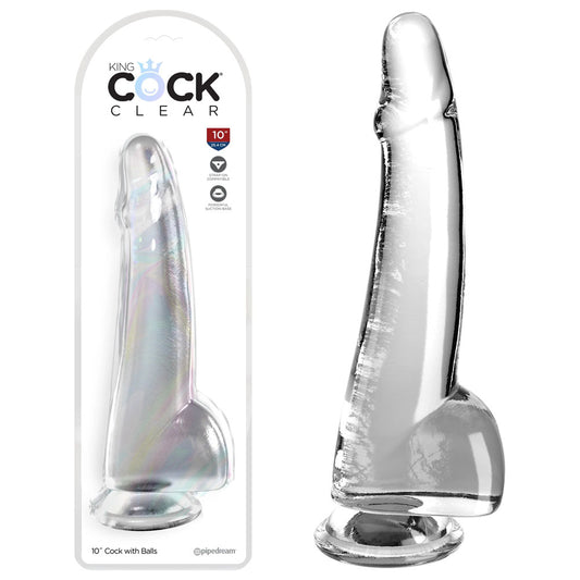 King Cock  10'' Cock with Balls - Clear - My Temptations Sex Toys