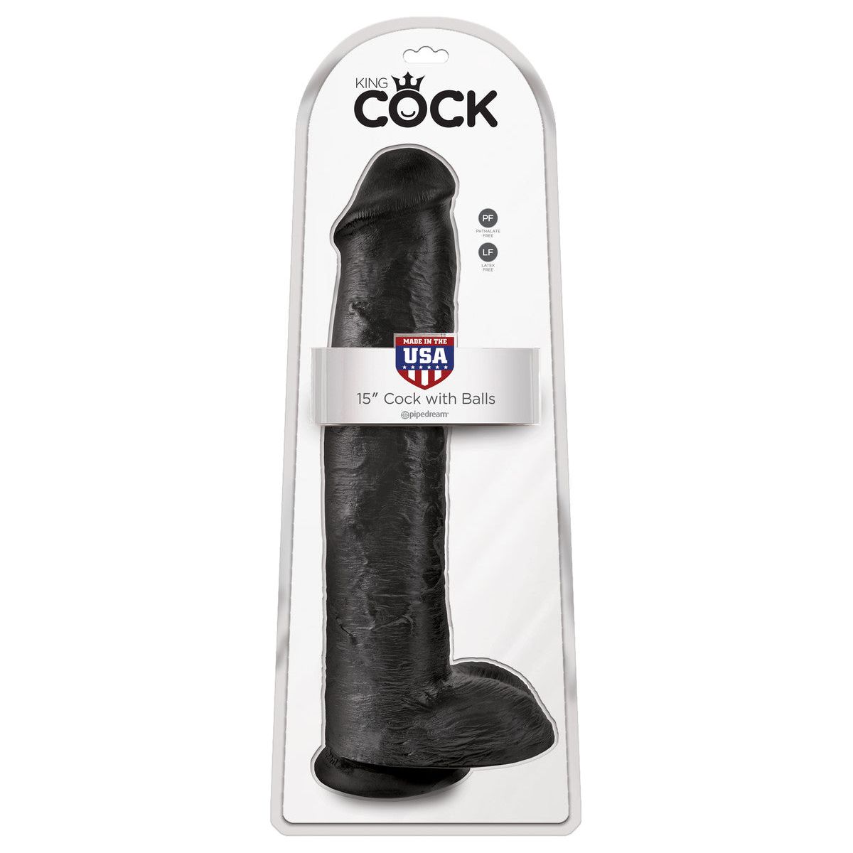 King Cock 15in Cock with Balls Black