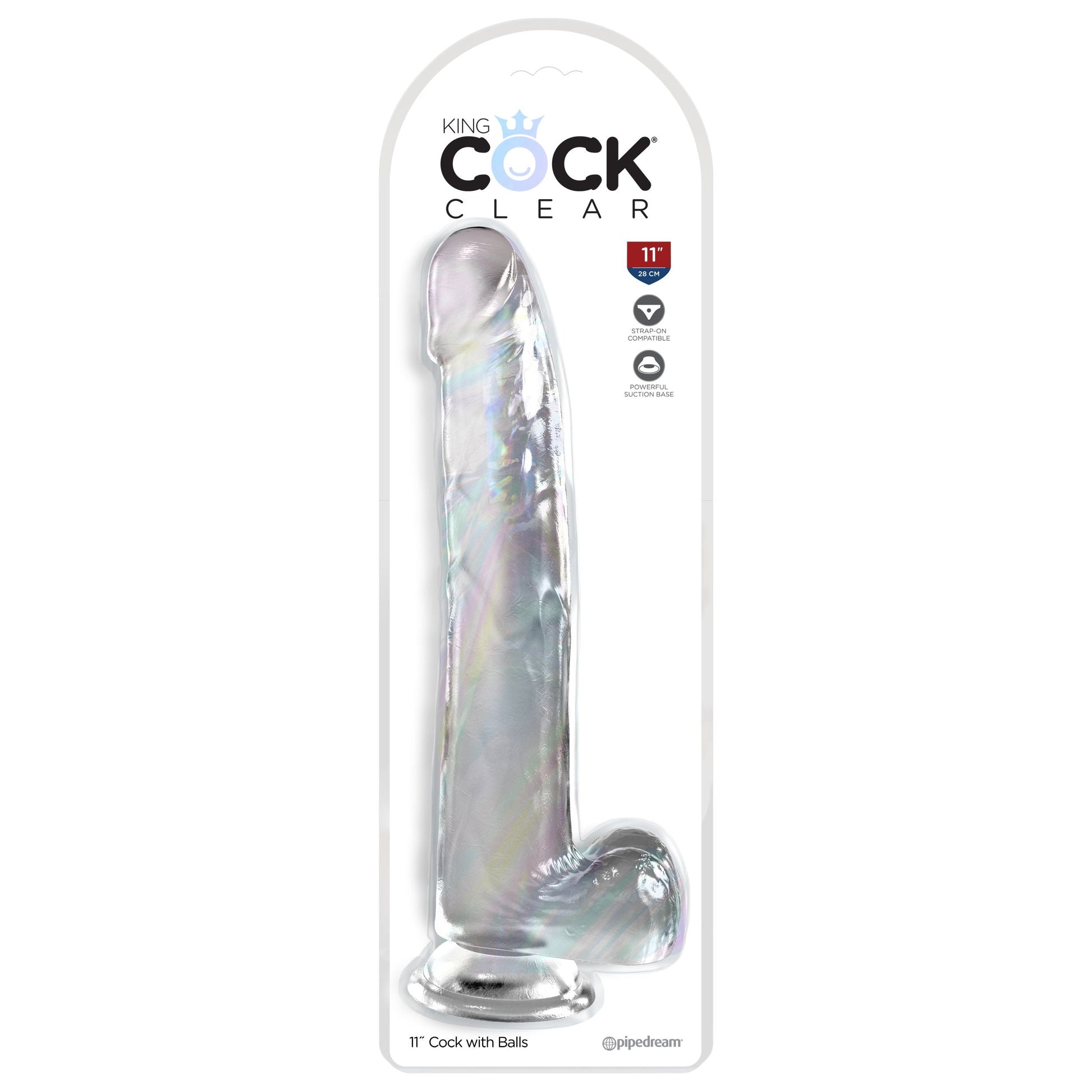 King Cock 11" Cock with Balls - Clear - My Temptations Sex Toys