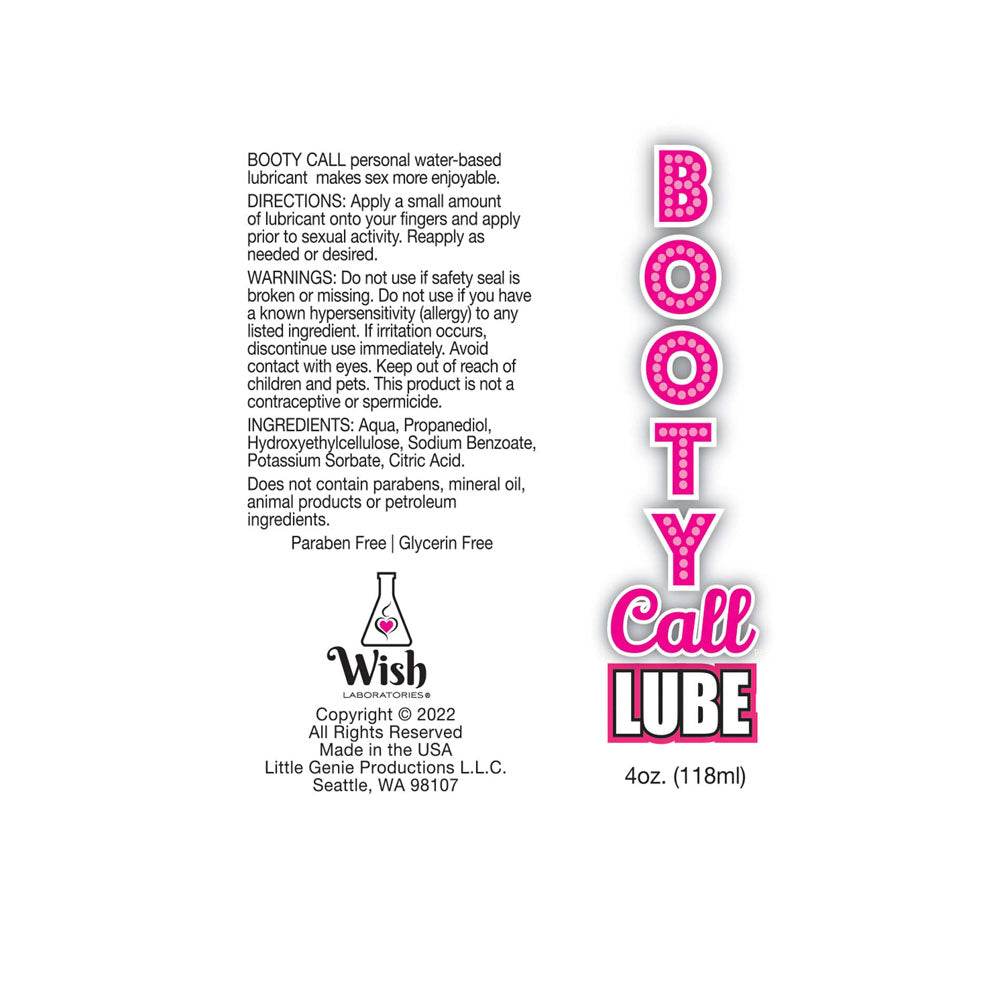 Booty Call Lube Water Based Lubricant - 120 ml - My Temptations Adult Store