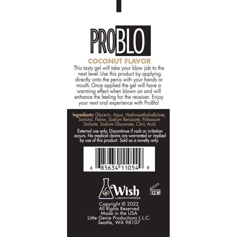 ProBlo Oral Pleasure Gel - Coconut Flavoured Blowjob Gel - 29 ml - My Temptations Online Adult Store