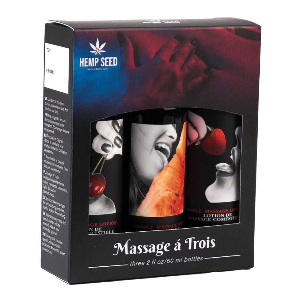 Hemp Seed Edible Massage A Trois - Edible Massage Lotion Kit - My Temptations