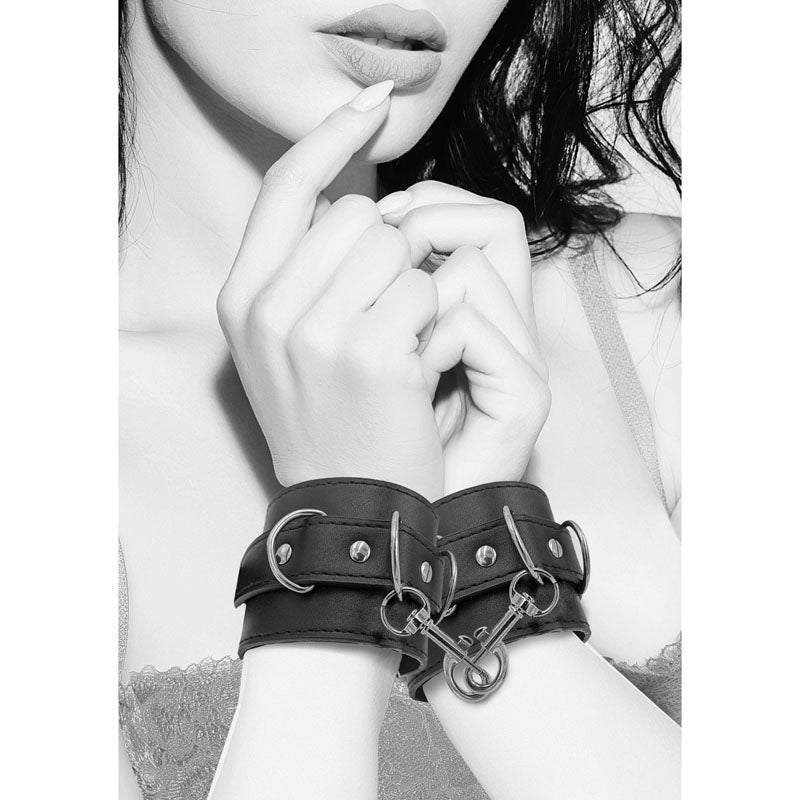 Black & White Bonded Leather Hand or Ankle Cuffs