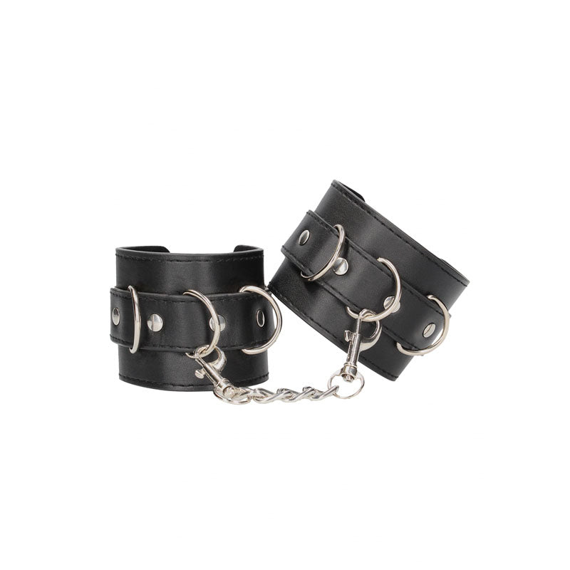 Black & White Bonded Leather Hand or Ankle Cuffs