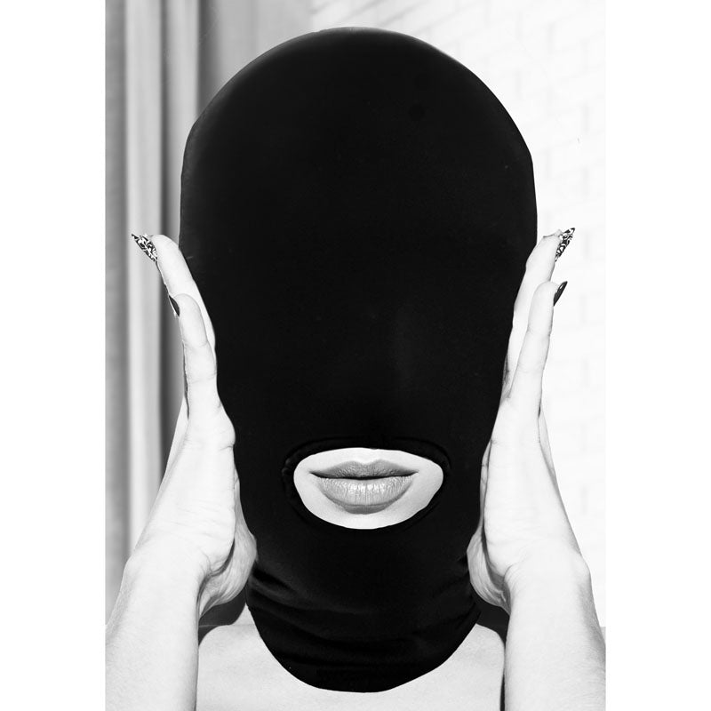 OUCH! Black & White Submission Mask - Bondage Gear Online