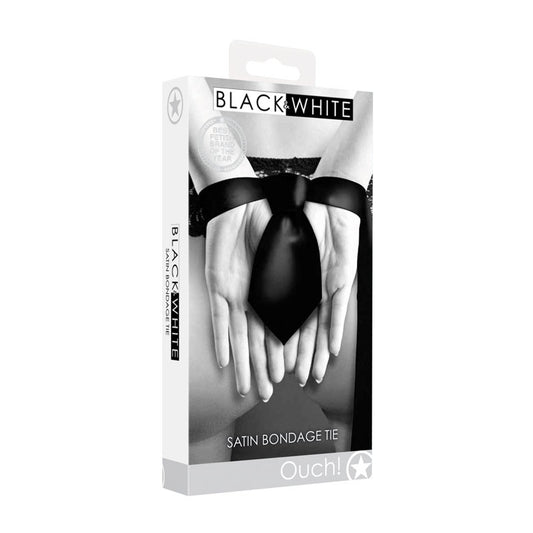  Black  & White Satin Bondage Tie - My Temptations BDSM Gear
