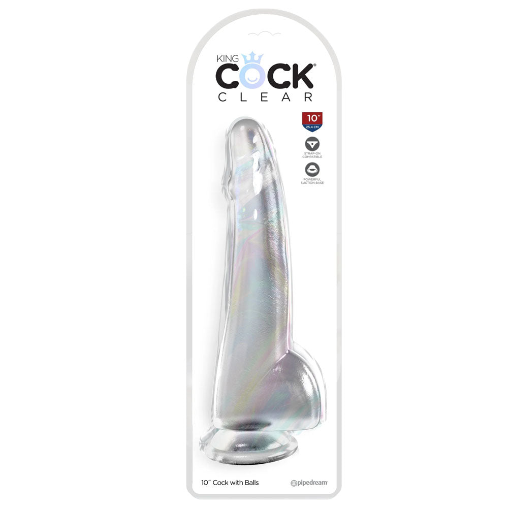 King Cock 10'' Cock with Balls - Clear - My Temptations Sex Toys