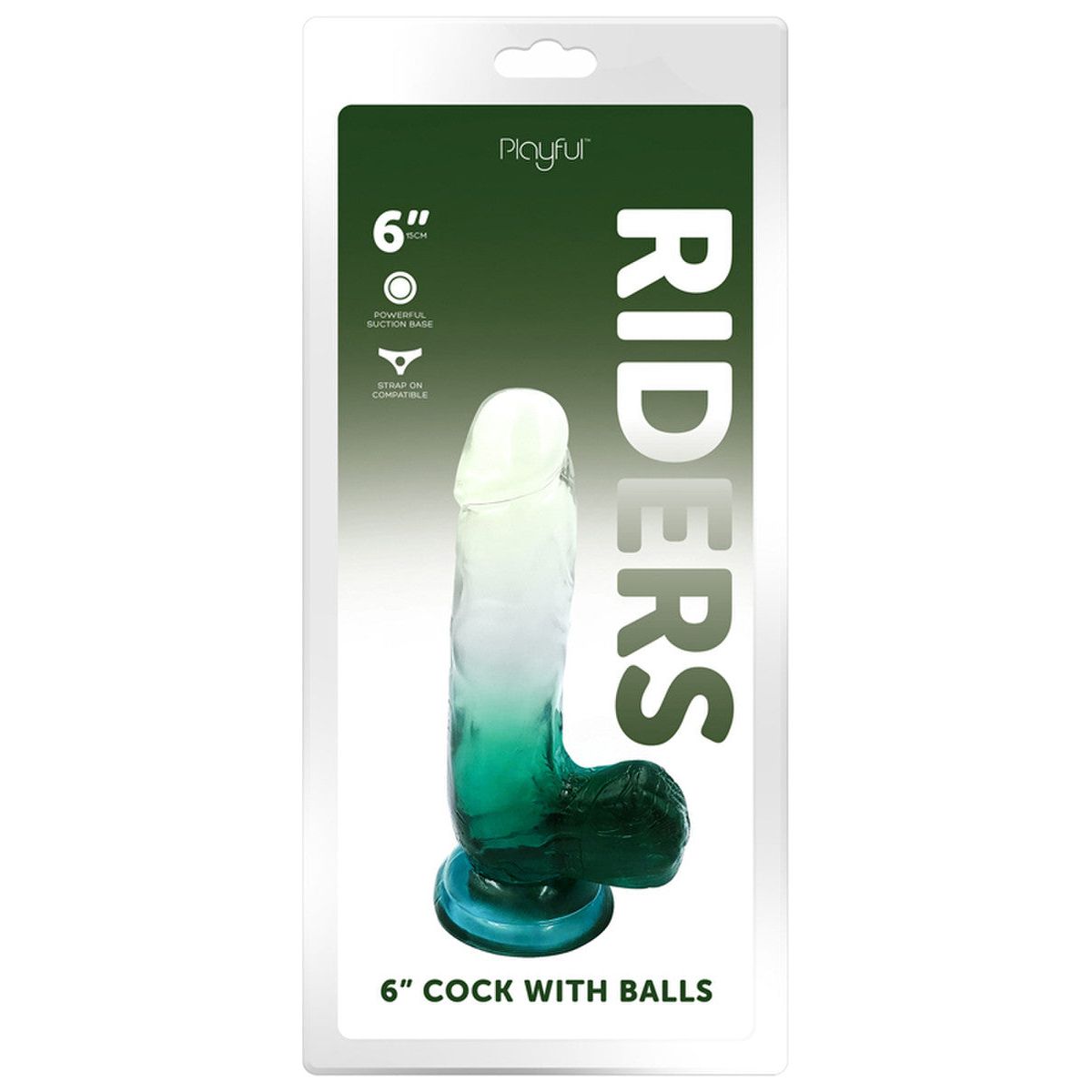 Playful Riders 6in Cock with Balls Green