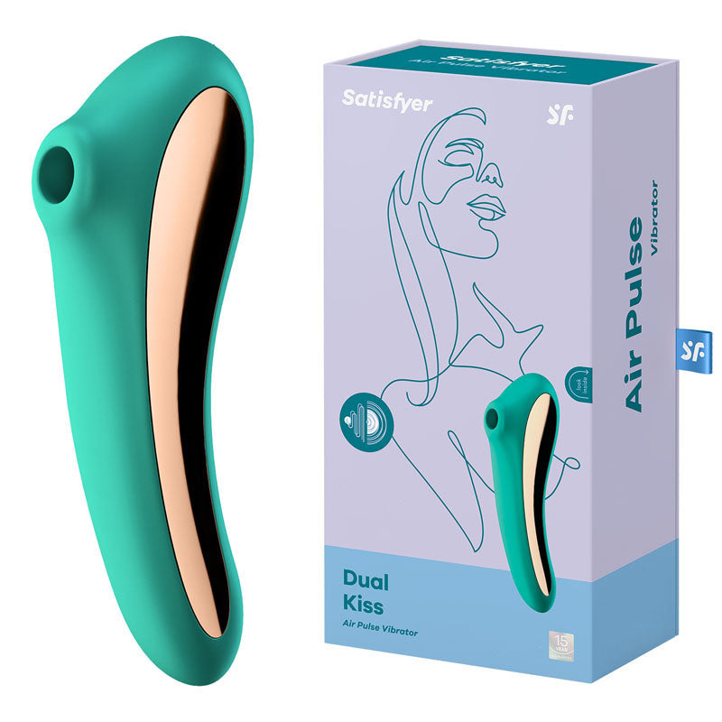 Satisfyer Dual Kiss Clitoral Stimulator - Teal - My temptations Adult Store