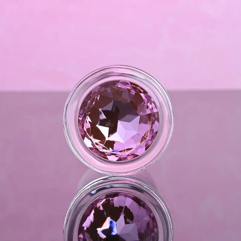 Adam & Eve Pink Gem Glass Medium Butt Plug