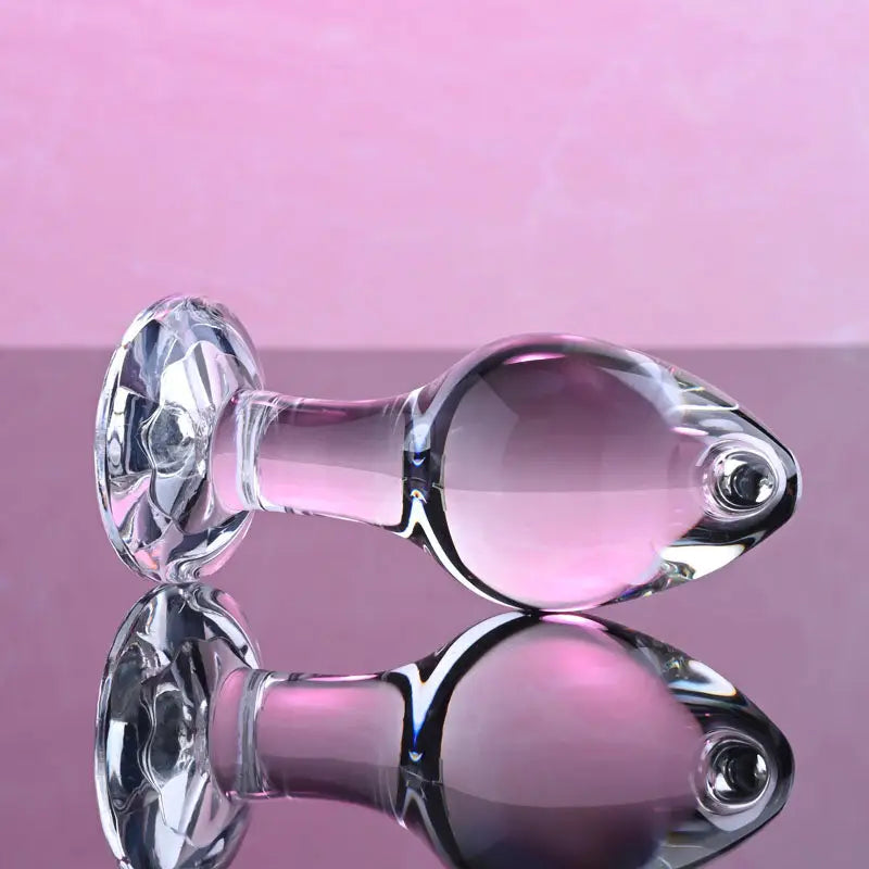 Adam & Eve Pink Gem Glass Medium Butt Plug