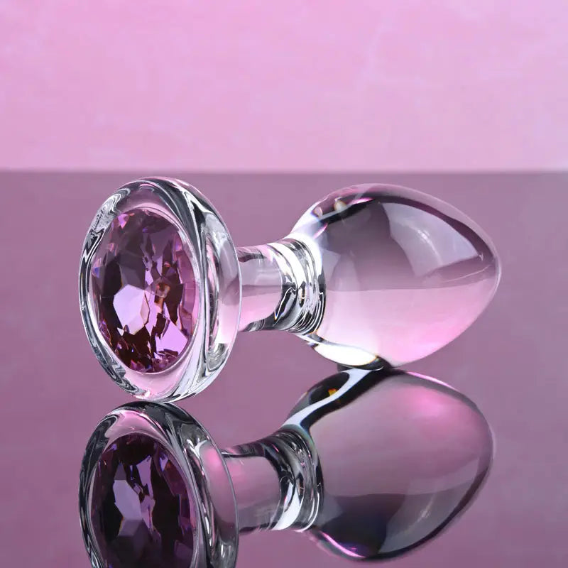 Adam & Eve Pink Gem Glass Medium Butt Plug