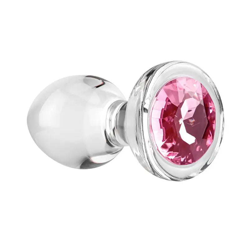 Adam & Eve Pink Gem Glass Medium Butt Plug