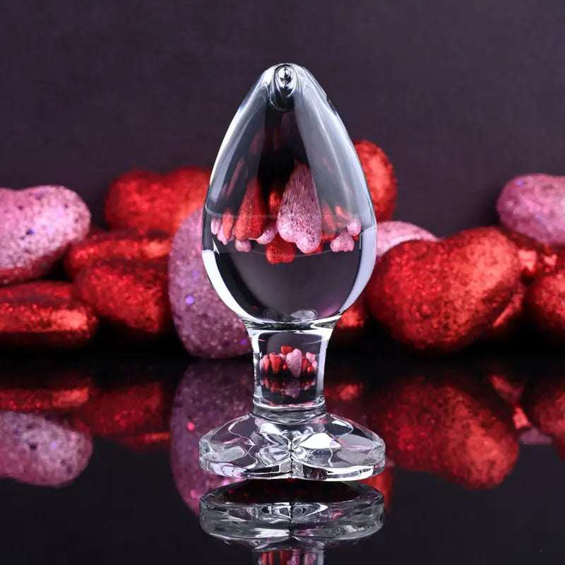 Adam & Eve Red Heart Shaped Gem Glass Large Butt Plug - My Temptations Sex Toys