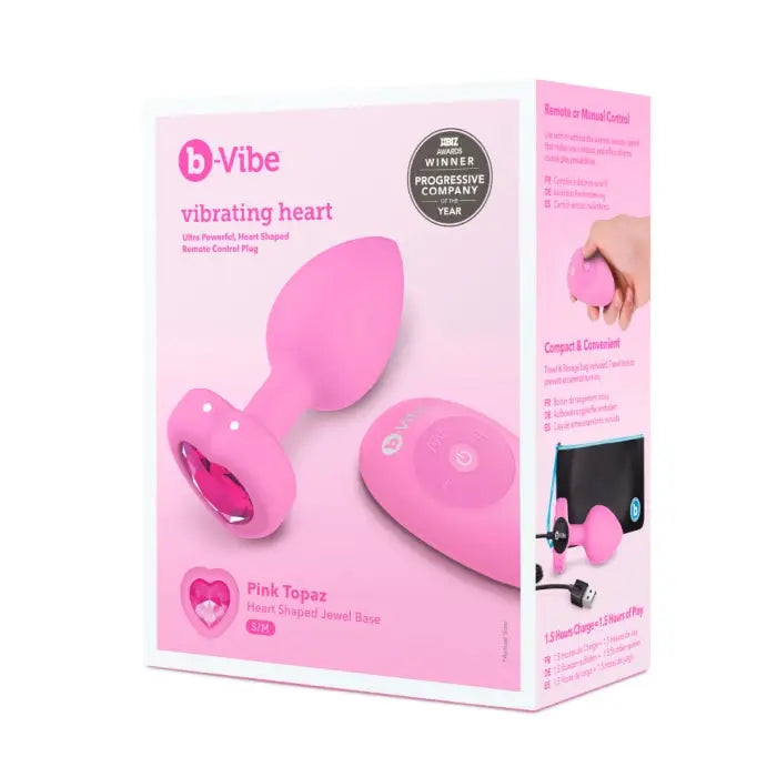 b-Vibe Remote Control Vibrating Jewelled Heart Plug S/M