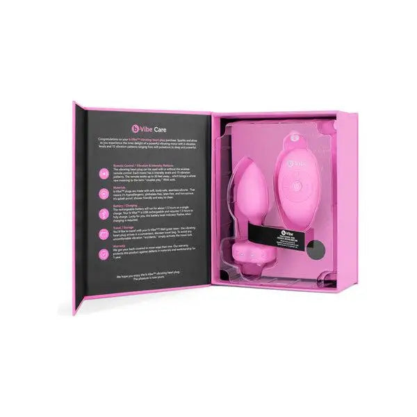 b-Vibe Remote Control Vibrating Jewelled Heart Butt Plug S/M