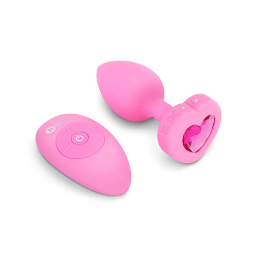 b-Vibe Remote Control Vibrating Jewelled Heart Plug S/M