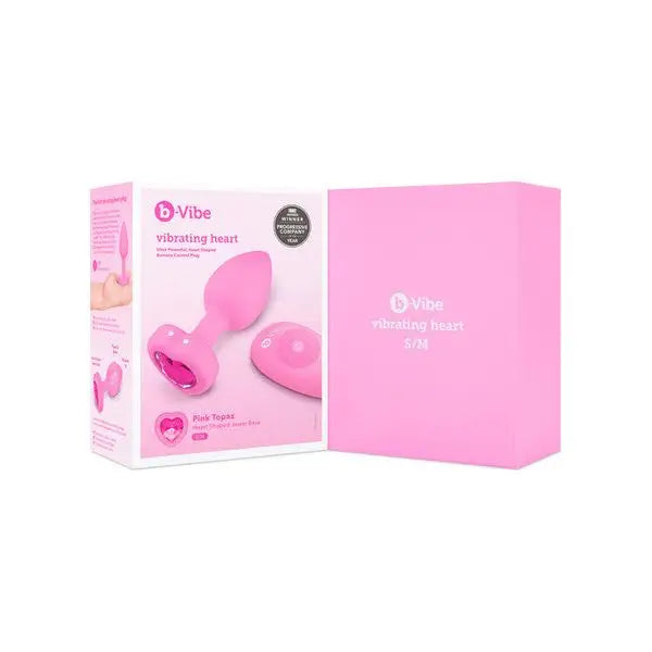 b-Vibe Remote Control Vibrating Jewelled Heart Butt Plug S/M