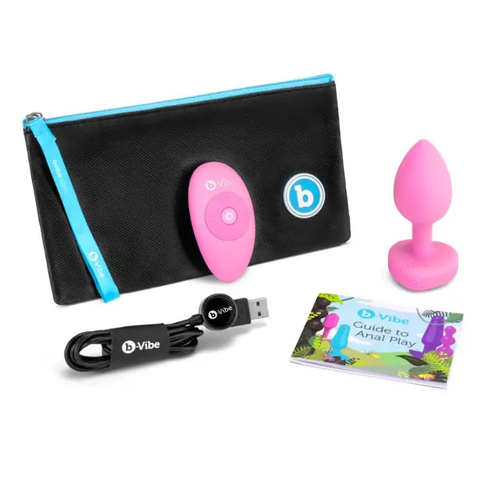 b-Vibe Remote Control Vibrating Jewelled Heart Plug S/M