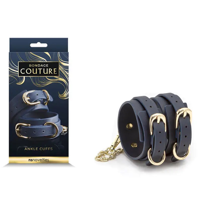 Bondage Couture Ankle Cuffs - Blue - BDSM and Fetish Gear Online