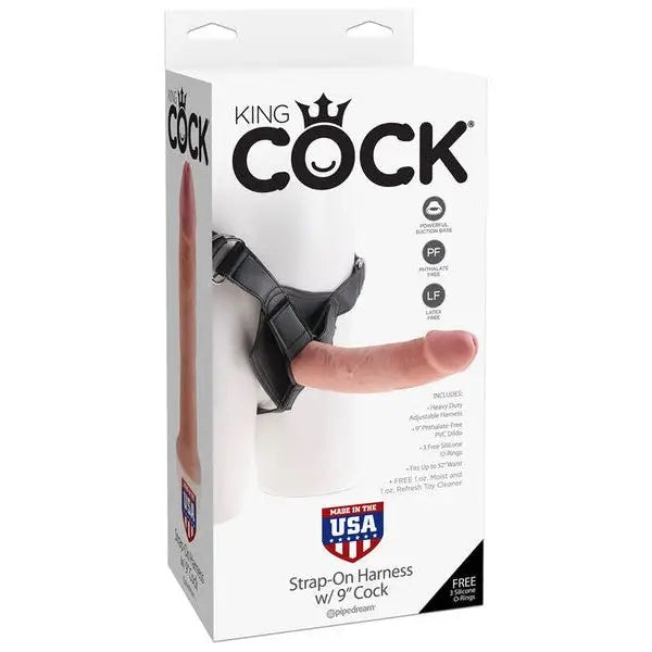 Cock Strap-On Harness with 9in Flesh Cock - Discreet Shipping