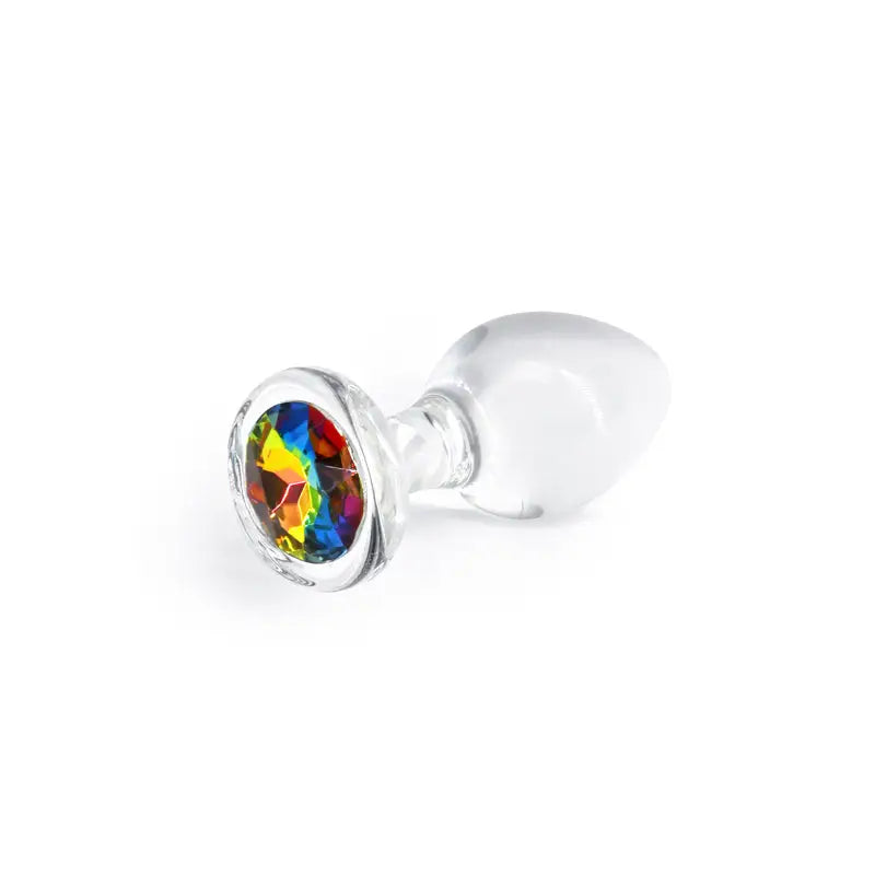 Crystal Desires Butt Plug with Rainbow Gem Base - Medium