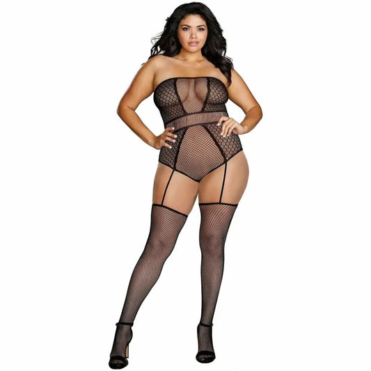 Dreamgirl Plus Size Fishnet Teddy Bodystocking