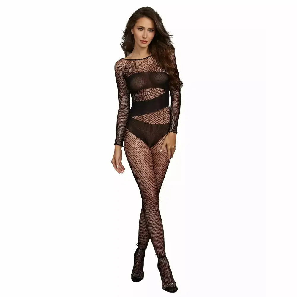 Dreamgirl Stretch Fishnet Long Sleeved Bodystocking