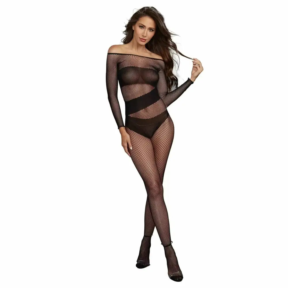 Dreamgirl Stretch Fishnet Long Sleeved Bodystocking