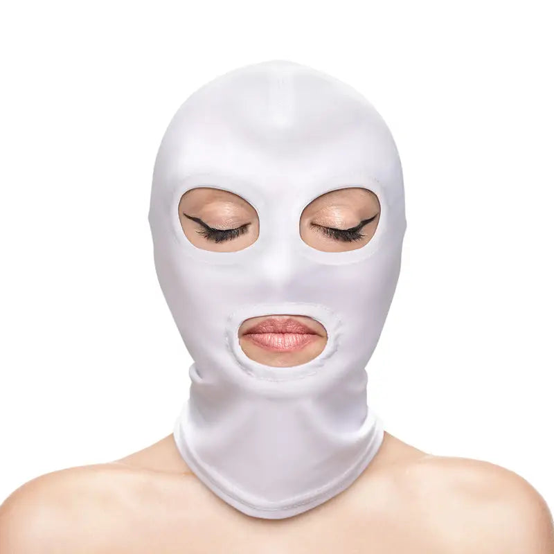 Fetish & Fashion Eyes & Mouth Hood - White - Bondage Hood Online