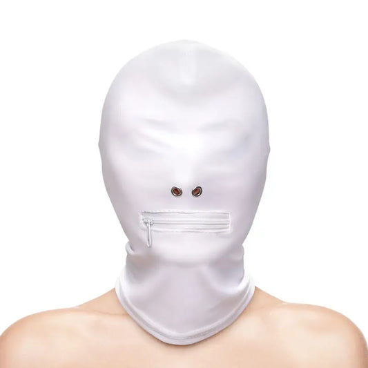 Fetish & Fashion Zippered Mouth Hood - White