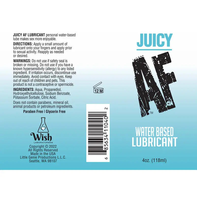 Juicy AF Water Based Lubricant - 118 ml - My Temptations Adult Store