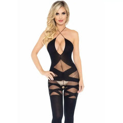 Opaque And Sheer Illusion Bodystocking