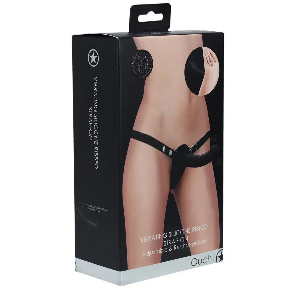 OUCH! Vibrating Silicone Ribbed Strap-On - My Temptations Sex Toys Australia 