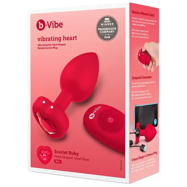 Remote Control Vibrating Jewelled Heart Butt Plug M/L